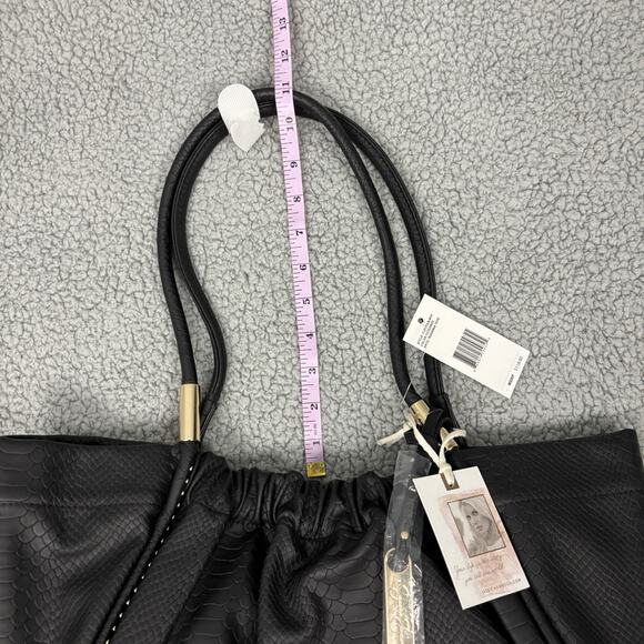 Jessica Simpson Rosanna Black Leather Tote Double Handles Shoulder Bag 14x11x5 - Picture 9 of 16
